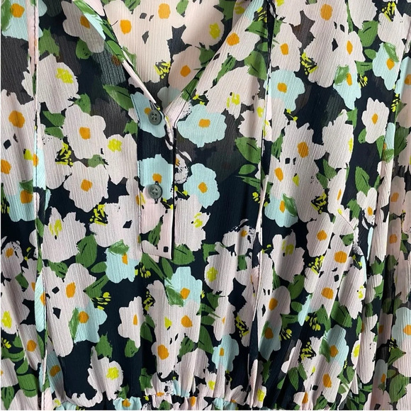 J. Crew Mercantile Drapey Floral Tie-Front Dress in Blue/Purple Size XS - Picture 11 of 15